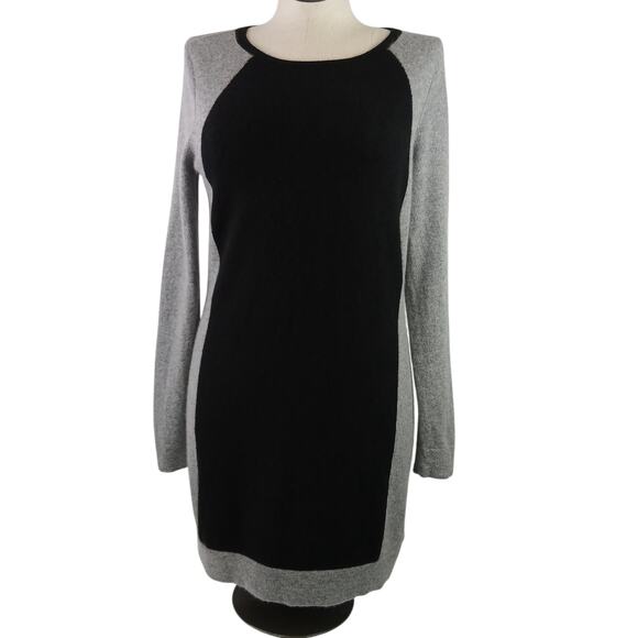 Magaschoni SZ XL 100% Cashmere Colorblock Sweater Dress In Gray & Black - Picture 3 of 6